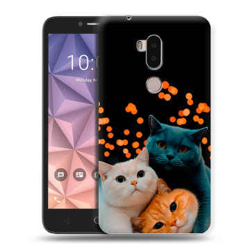 Силиконовый чехол на Alcatel A7 XL с принтом Кошки Силиконовый чехол на Alcatel A7 XL с принтом Кошки