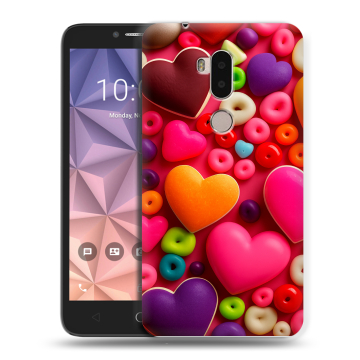 Силиконовый чехол на Alcatel A7 XL с принтом Сердечки Силиконовый чехол на Alcatel A7 XL с принтом Сердечки