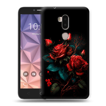 Силиконовый чехол на Alcatel A7 XL с принтом Розы красные