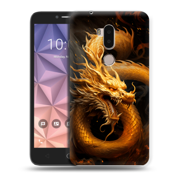 Силиконовый чехол на Alcatel A7 XL с принтом Золотой дракон Силиконовый чехол на Alcatel A7 XL с принтом Золотой дракон