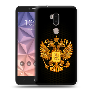 Силиконовый чехол на Alcatel A7 XL с принтом Герб России желтый