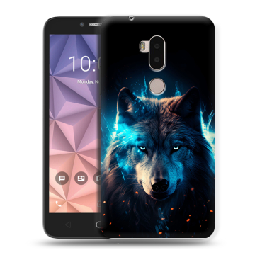 Силиконовый чехол на Alcatel A7 XL с принтом Волк ночной Силиконовый чехол на Alcatel A7 XL с принтом Волк ночной