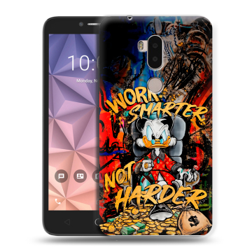 Силиконовый чехол на Alcatel A7 XL с принтом Дональд Дак Деньги