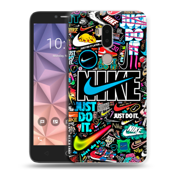 Силиконовый чехол на Alcatel A7 XL с принтом найк nike черный Силиконовый чехол на Alcatel A7 XL с принтом найк nike черный