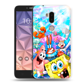Силиконовый чехол на Alcatel A7 XL с принтом спанчбоб спанч боб