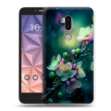 Силиконовый чехол на Alcatel A7 XL с принтом Цветы и мрамор Силиконовый чехол на Alcatel A7 XL с принтом Цветы и мрамор