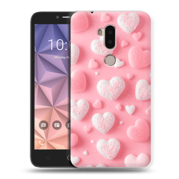 Силиконовый чехол на Alcatel A7 XL с принтом Сердечки