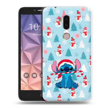 Силиконовый чехол на Alcatel A7 XL с принтом Стич Новый год