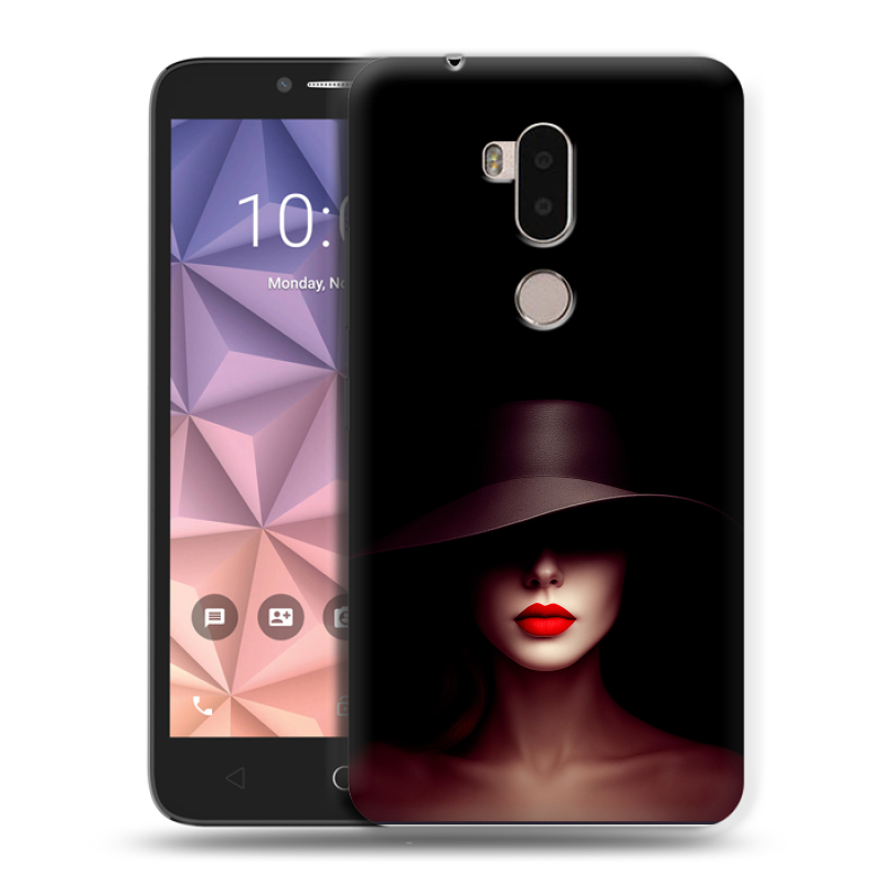 Силиконовый чехол на Alcatel A7 XL с принтом Девушка в шляпе Силиконовый чехол на Alcatel A7 XL с принтом Девушка в шляпе