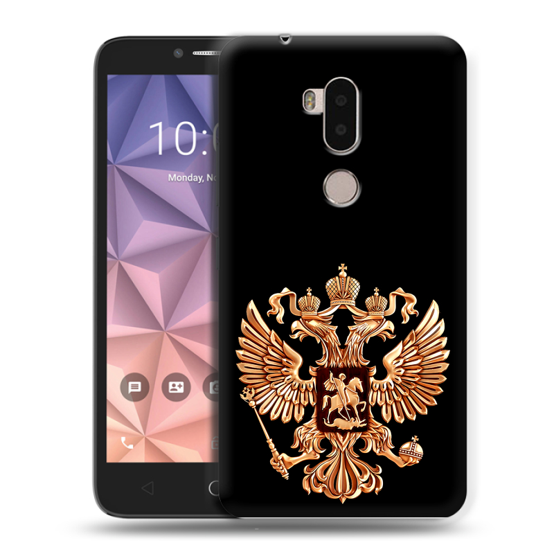 Силиконовый чехол на Alcatel A7 XL с принтом Герб России золотой Силиконовый чехол на Alcatel A7 XL с принтом Герб России золотой
