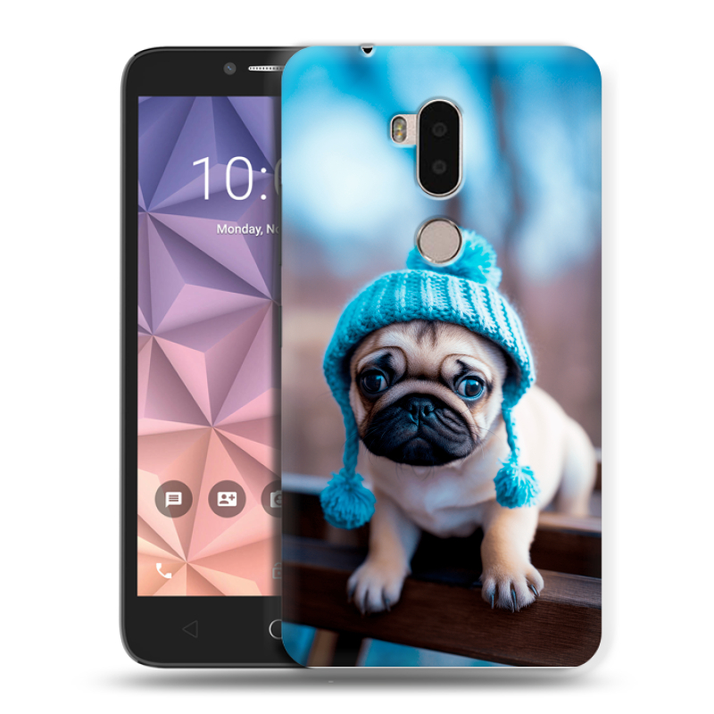 Силиконовый чехол на Alcatel A7 XL с принтом Мопс в шапке Силиконовый чехол на Alcatel A7 XL с принтом Мопс в шапке