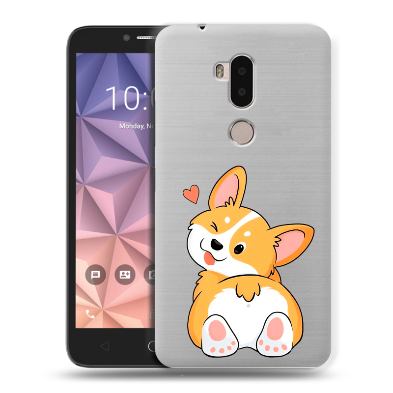 Силиконовый чехол на Alcatel A7 XL с принтом Корги Силиконовый чехол на Alcatel A7 XL с принтом Корги