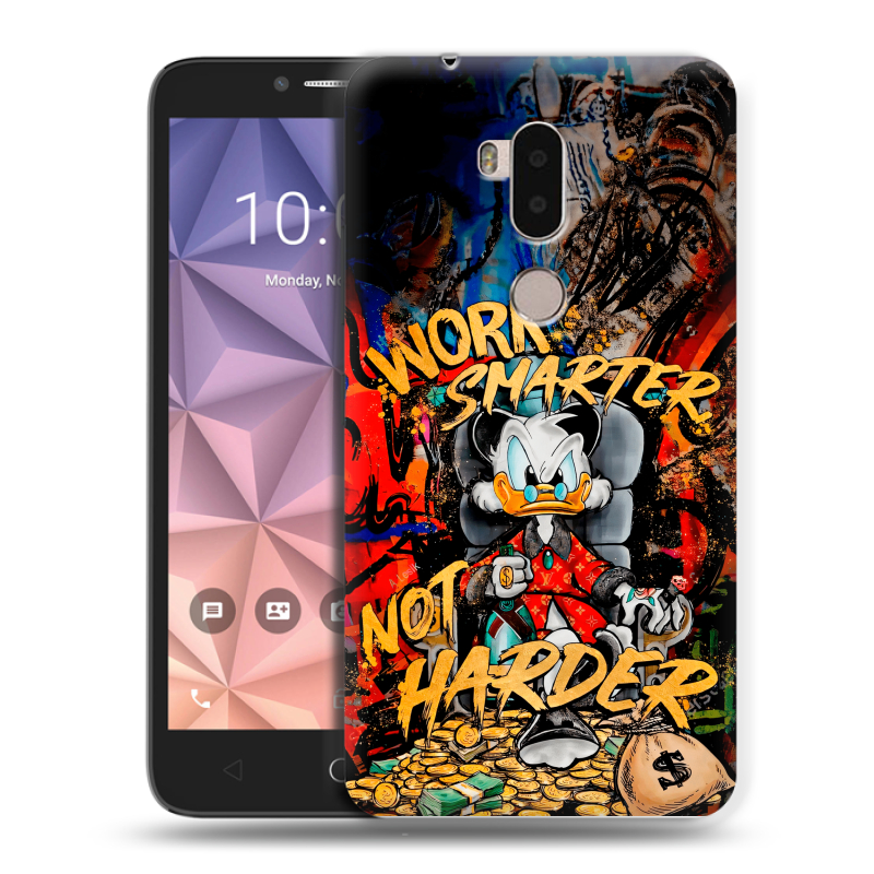 Силиконовый чехол на Alcatel A7 XL с принтом Дональд Дак Деньги Силиконовый чехол на Alcatel A7 XL с принтом Дональд Дак Деньги