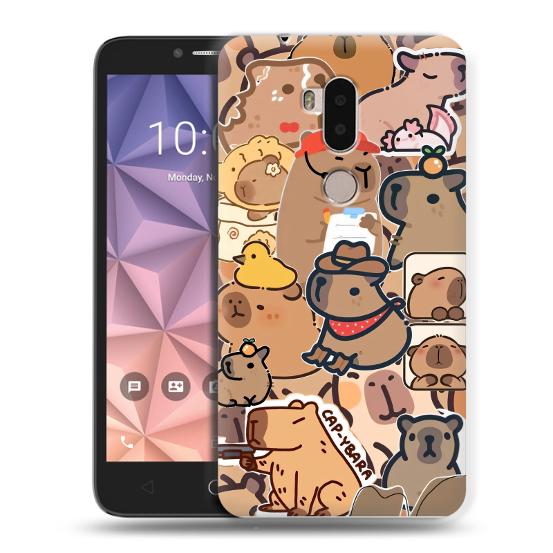 Силиконовый чехол на Alcatel A7 XL с принтом капибара Силиконовый чехол на Alcatel A7 XL с принтом капибара