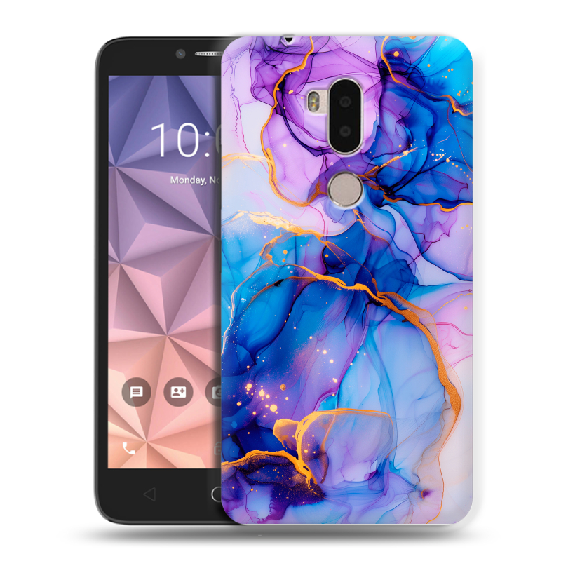 Силиконовый чехол на Alcatel A7 XL с принтом синий мрамор Силиконовый чехол на Alcatel A7 XL с принтом синий мрамор