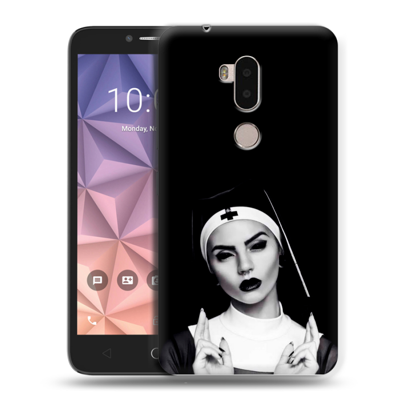 Силиконовый чехол на Alcatel A7 XL с принтом монашка Силиконовый чехол на Alcatel A7 XL с принтом монашка
