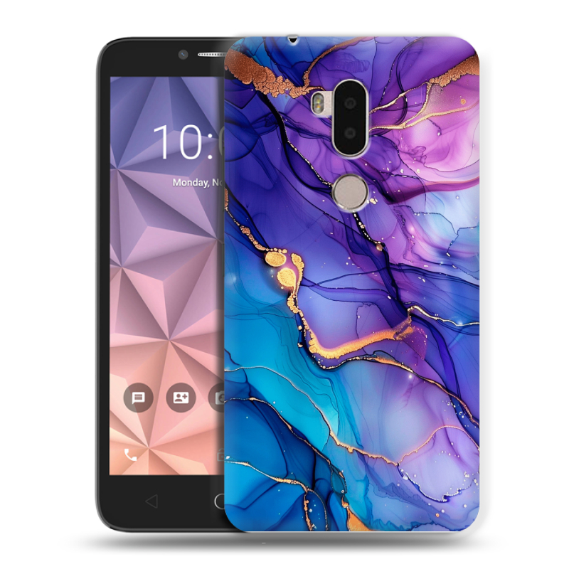 Силиконовый чехол на Alcatel A7 XL с принтом синий мрамор Силиконовый чехол на Alcatel A7 XL с принтом синий мрамор
