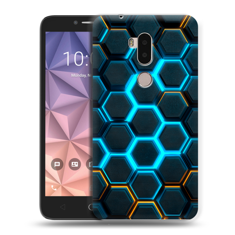 Силиконовый чехол на Alcatel A7 XL с принтом Неоновые соты Силиконовый чехол на Alcatel A7 XL с принтом Неоновые соты