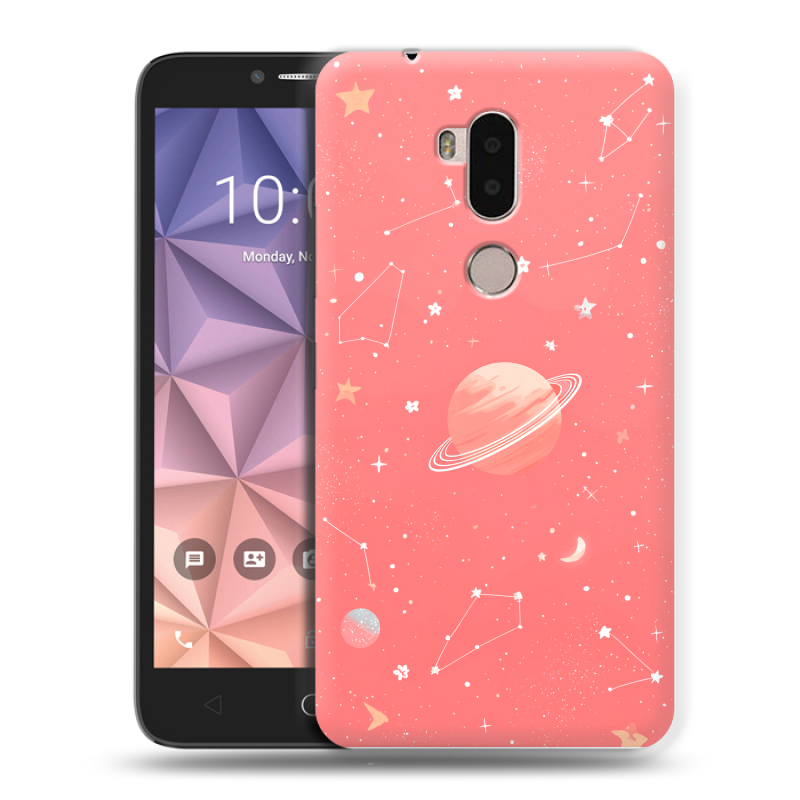 Силиконовый чехол на Alcatel A7 XL с принтом Розовый космос Силиконовый чехол на Alcatel A7 XL с принтом Розовый космос