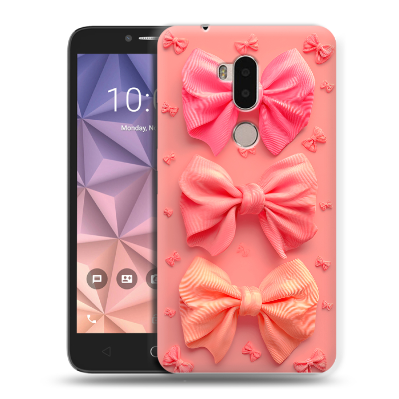 Силиконовый чехол на Alcatel A7 XL с принтом Розовые бантики Силиконовый чехол на Alcatel A7 XL с принтом Розовые бантики