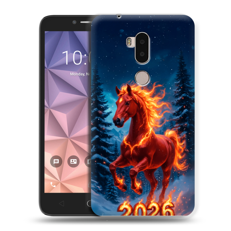 Силиконовый чехол на Alcatel A7 XL с принтом Новый год коня Силиконовый чехол на Alcatel A7 XL с принтом Новый год коня