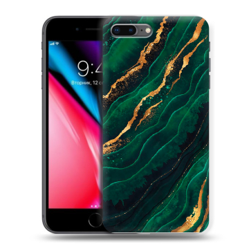 Силиконовый чехол на Iphone 8 Plus с принтом Мрамор зеленое золото
