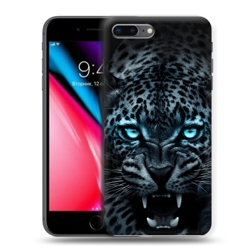 Силиконовый чехол на Iphone 8 Plus с принтом Темный леопард