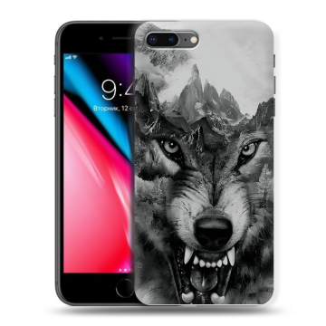 Силиконовый чехол на Iphone 8 Plus с принтом Волк