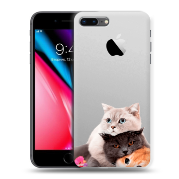 Силиконовый чехол на Iphone 8 Plus с принтом Кошки