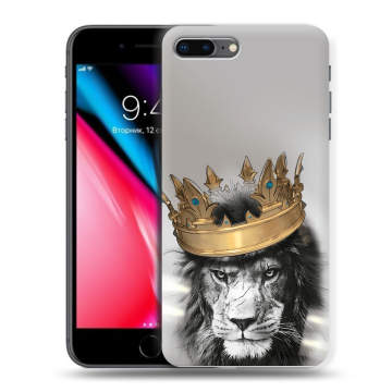 Силиконовый чехол на Iphone 8 Plus с принтом Лев с короной