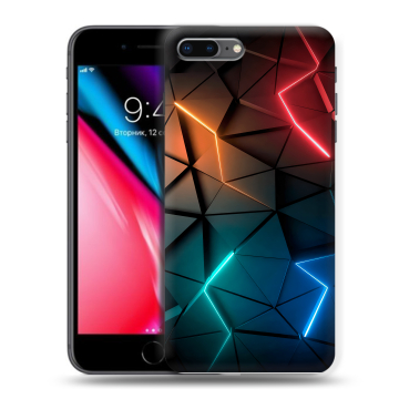 Силиконовый чехол на Iphone 8 Plus с принтом Абстракция неон