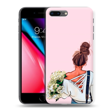 Силиконовый чехол на Iphone 8 Plus с принтом Девушка и букет