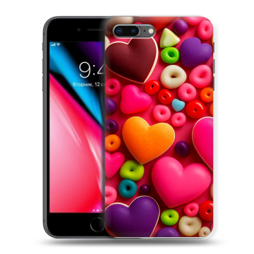 Силиконовый чехол на Iphone 8 Plus с принтом Сердечки