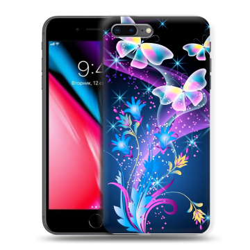 Силиконовый чехол на Iphone 8 Plus с принтом Бабочки Силиконовый чехол на Iphone 8 Plus с принтом Бабочки