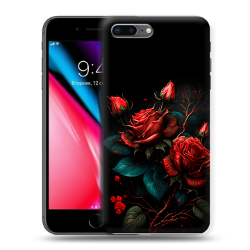 Силиконовый чехол на Iphone 8 Plus с принтом Розы красные Силиконовый чехол на Iphone 8 Plus с принтом Розы красные
