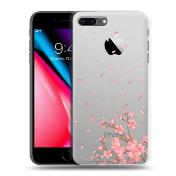 Силиконовый чехол на Iphone 8 Plus с принтом Ветка сакуры Силиконовый чехол на Iphone 8 Plus с принтом Ветка сакуры