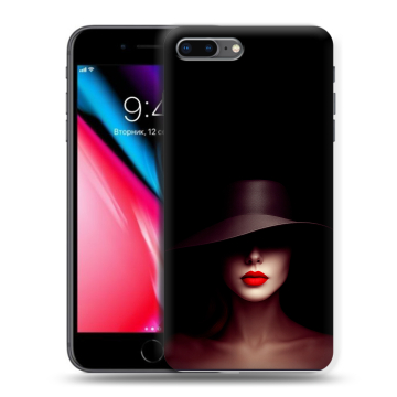 Силиконовый чехол на Iphone 8 Plus с принтом Девушка в шляпе Силиконовый чехол на Iphone 8 Plus с принтом Девушка в шляпе