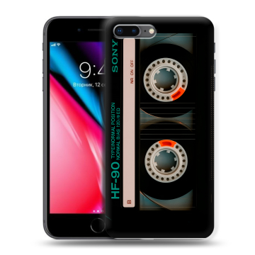 Силиконовый чехол на Iphone 8 Plus с принтом Кассета Силиконовый чехол на Iphone 8 Plus с принтом Кассета