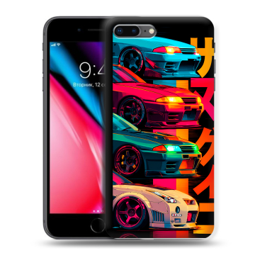 Силиконовый чехол на Iphone 8 Plus с принтом Гоночные машины Силиконовый чехол на Iphone 8 Plus с принтом Гоночные машины