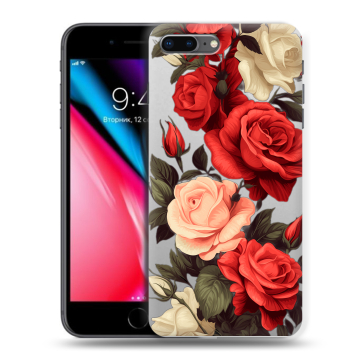 Силиконовый чехол на Iphone 8 Plus с принтом Розы Силиконовый чехол на Iphone 8 Plus с принтом Розы
