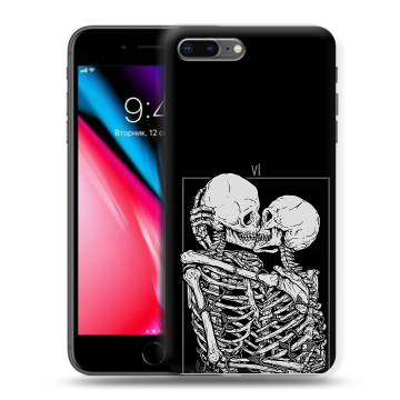 Силиконовый чехол на Iphone 8 Plus с принтом Поцелуй скелетов Силиконовый чехол на Iphone 8 Plus с принтом Поцелуй скелетов