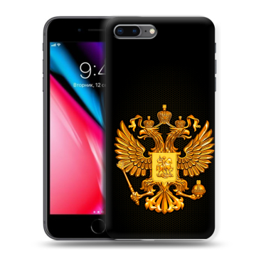 Силиконовый чехол на Iphone 8 Plus с принтом Герб России желтый Силиконовый чехол на Iphone 8 Plus с принтом Герб России желтый