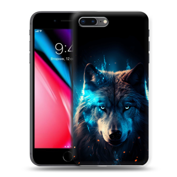 Силиконовый чехол на Iphone 8 Plus с принтом Волк ночной Силиконовый чехол на Iphone 8 Plus с принтом Волк ночной