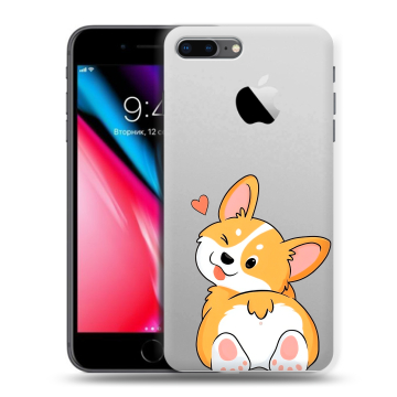 Силиконовый чехол на Iphone 8 Plus с принтом Корги Силиконовый чехол на Iphone 8 Plus с принтом Корги