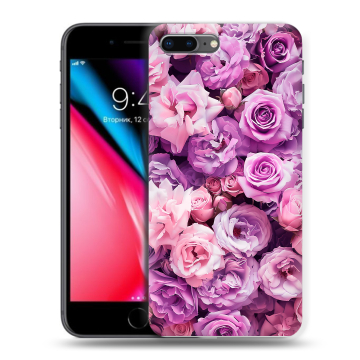Силиконовый чехол на Iphone 8 Plus с принтом лавандовые розы Силиконовый чехол на Iphone 8 Plus с принтом лавандовые розы