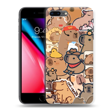 Силиконовый чехол на Iphone 8 Plus с принтом капибара Силиконовый чехол на Iphone 8 Plus с принтом капибара