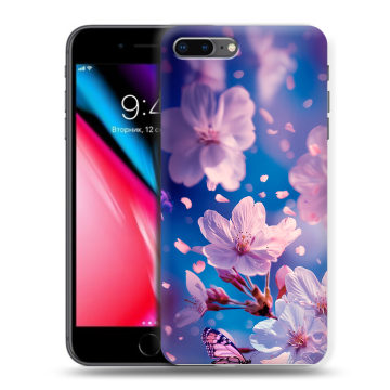 Силиконовый чехол на Iphone 8 Plus с принтом цветы бабочки Силиконовый чехол на Iphone 8 Plus с принтом цветы бабочки