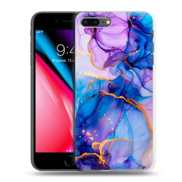 Силиконовый чехол на Iphone 8 Plus с принтом синий мрамор Силиконовый чехол на Iphone 8 Plus с принтом синий мрамор