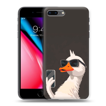 Силиконовый чехол на Iphone 8 Plus с принтом утка в очках Силиконовый чехол на Iphone 8 Plus с принтом утка в очках