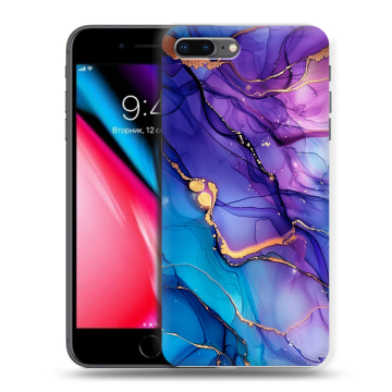 Силиконовый чехол на Iphone 8 Plus с принтом синий мрамор Силиконовый чехол на Iphone 8 Plus с принтом синий мрамор